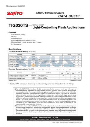 TIG030TS datasheet - N-Channel IGBT Light-Controlling Flash Applications
