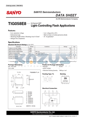 TIG058E8_12 datasheet - N-Channel IGBT Light-Controlling Flash Applications