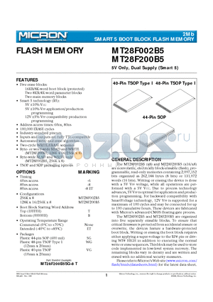 MT28F200B5 datasheet - FLASH MEMORY