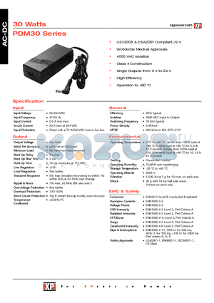 PDM30US24 datasheet - AC-DC Power Supplies