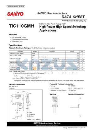 TIG110GMH datasheet - High Power High Speed Switching Applications