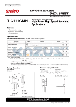 TIG111GMH datasheet - High Power High Speed Switching Applications