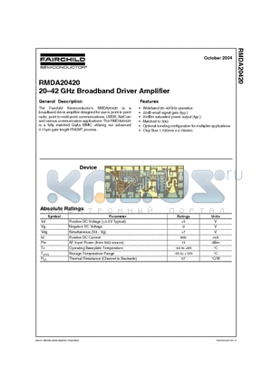 RMDA20420 datasheet - 20-42 GHz Broadband Driver Amplifier