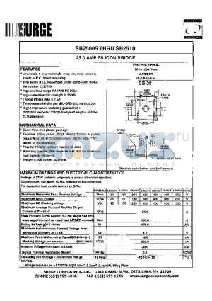 SB2506 datasheet - 25.0 AMP SILICON BRIDGE