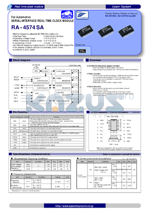 RA-4574SA datasheet - SERIAL-INTERFACE REAL TIME CLOCK MODULE