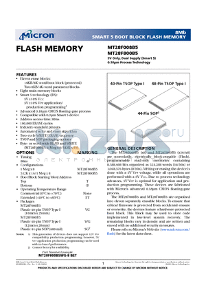 MT28F800B5 datasheet - FLASH MEMORY