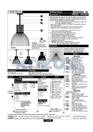 PR1601 datasheet - Ceiling mount