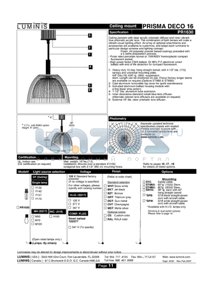 PR1630 datasheet - Ceiling mount