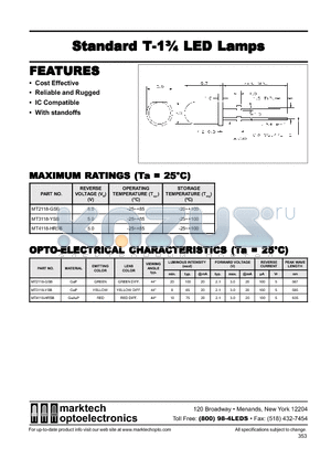 MT3118-YSB datasheet - Marktech Standard 5mm w/Standoffs