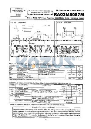 RA03M8087M datasheet - SILICON MOS FET POWER AMPLIFIER