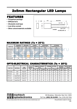 MT3152-Y datasheet - Marktech Rectangular 2x5mm LEDs