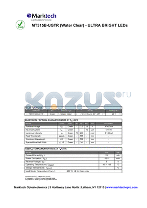 MT315B-UGTR datasheet - ULTRA BRIGHT LEDs