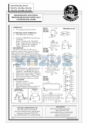 TIL197A datasheet - HIGH DENSITY MOUNTING PHOTODARLINGTON OPTICALLY COUPLED ISOLATORS