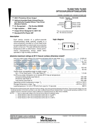 TIL3021 datasheet - OPTOCOUPLERS/OPTOISOLATORS