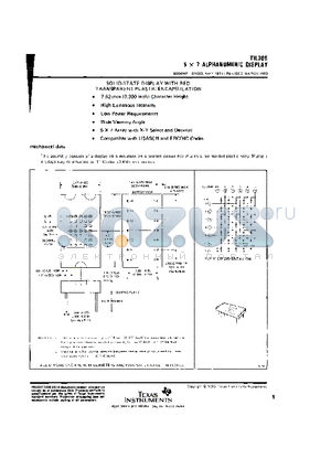 TIL305 datasheet - 5 X 7 ALPHAMUMERIC DISPLAY