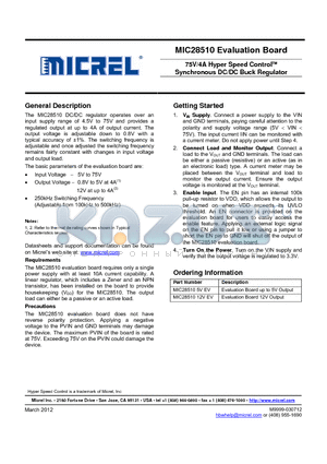 MIC28510 datasheet - 75V/4A Hyper Speed Control Synchronous DC/DC Buck Regulator