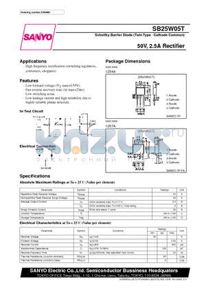 SB25W05T datasheet - 50V, 2.5A Rectifier