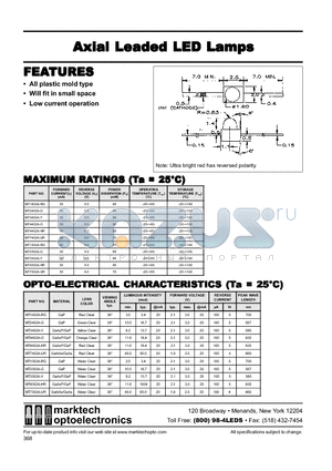 MT3302A-Y datasheet - Marktech Axial Leaded Lensed Version LEDs