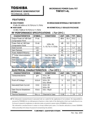 TIM1011-4L datasheet - MICROWAVE POWER GaAs FET