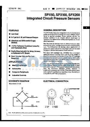 SPX200 datasheet - Integrated Circuit Pressure Sensors