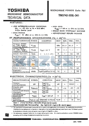 TIM3742-30SL-341 datasheet - MICROWAVE POWER GaAs FET