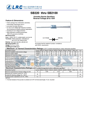 SB280 datasheet - Schottky Barrier Rectifiers Schottky Barrier Rectifiers