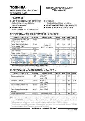 TIM5359-4SL datasheet - MICROWAVE POWER GaAs FET