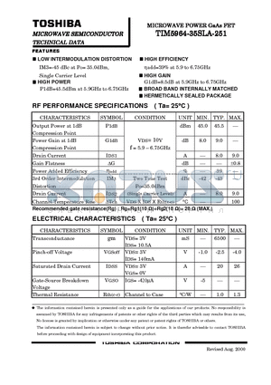 TIM5964-35SLA-251 datasheet - MICROWAVE POWER GaAs FET TIM5964-35SLA-251