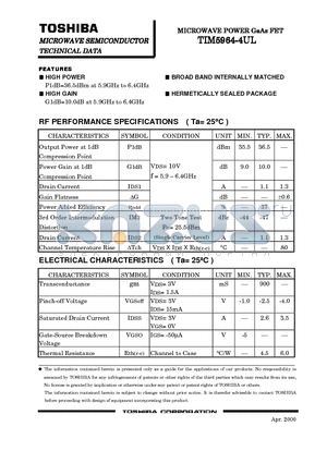 TIM5964-4UL datasheet - MICROWAVE POWER GaAs FET