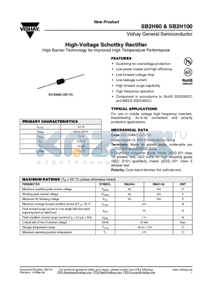 SB2H100 datasheet - High-Voltage Schottky Rectifier
