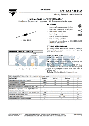 SB2H90 datasheet - High-Voltage Schottky Rectifier