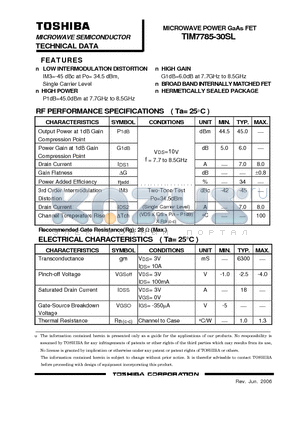 TIM7785-30SL_06 datasheet - MICROWAVE POWER GaAs FET