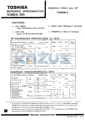 TIM8596-2 datasheet - MICROWAVE POWER GaAs FET