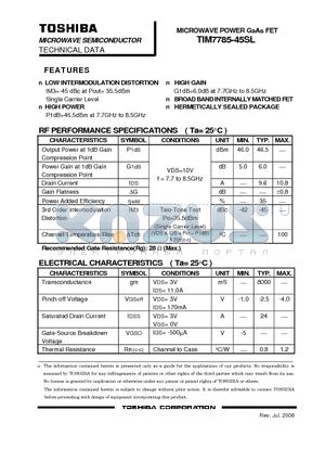 TIM7785-45SL datasheet - MICROWAVE POWER GaAs FET