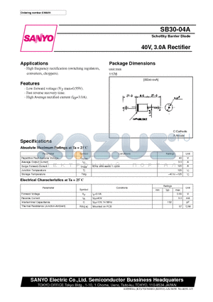 SB30-04A datasheet - 40V, 3.0A Rectifier