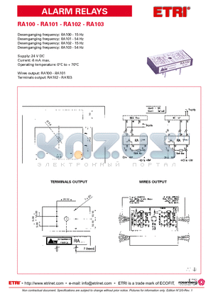 RA100 datasheet - ALARM RELAYS