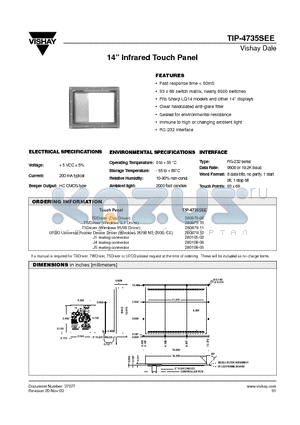 TIP-4735SEE datasheet - 14 Infrared Touch Panel