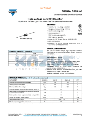 SB2H100-E3-54 datasheet - High-Voltage Schottky Rectifier