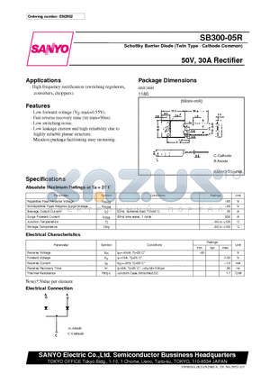 SB300-05R datasheet - 50V, 30A Rectifier