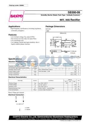 SB300-09 datasheet - 90V, 30A Rectifier