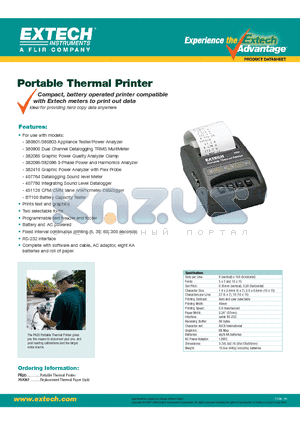 PR20 datasheet - Portable Thermal Printer