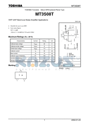 MT3S08T datasheet - SILICON NPN EPITAXIAL PLANAR TYPE