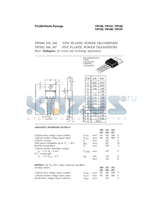 TIP101 datasheet - Power Darlingtons for Linear and Switching Applications