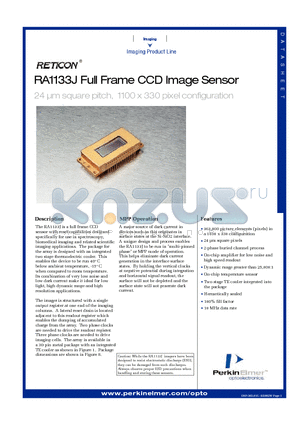 RA1133J datasheet - RA1133J FULL FRAME CCD IMAGE SENSOR