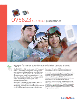 OV05623-G00A datasheet - high performance auto-focus module for camera phones