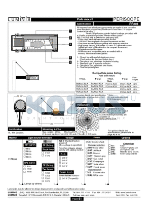 PR205 datasheet - Pole mount