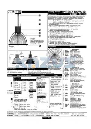 PR2221 datasheet - Ceiling mount