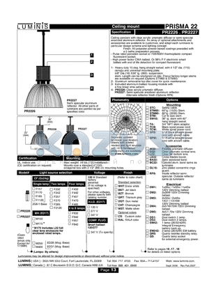 PR2227 datasheet - Ceiling mount