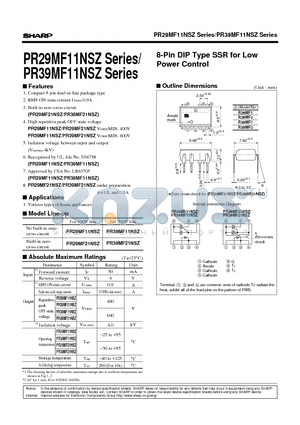 PR29MF11NSZ datasheet - 8-Pin DIP Type SSR for Low Power Control