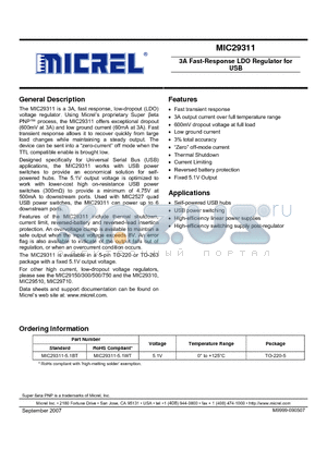 MIC29311-5.1BT datasheet - 3A Fast-Response LDO Regulator for USB